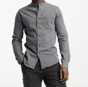 ASOS Grey Western Shirt Longsleeve Button Front Skinny Fit XS